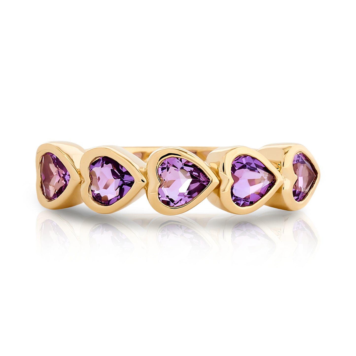 Amethyst Bezel Set Heart Shape Band