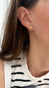 Toi Et Moi Diamond and Peridot Birthstone Stud Earrings - Two