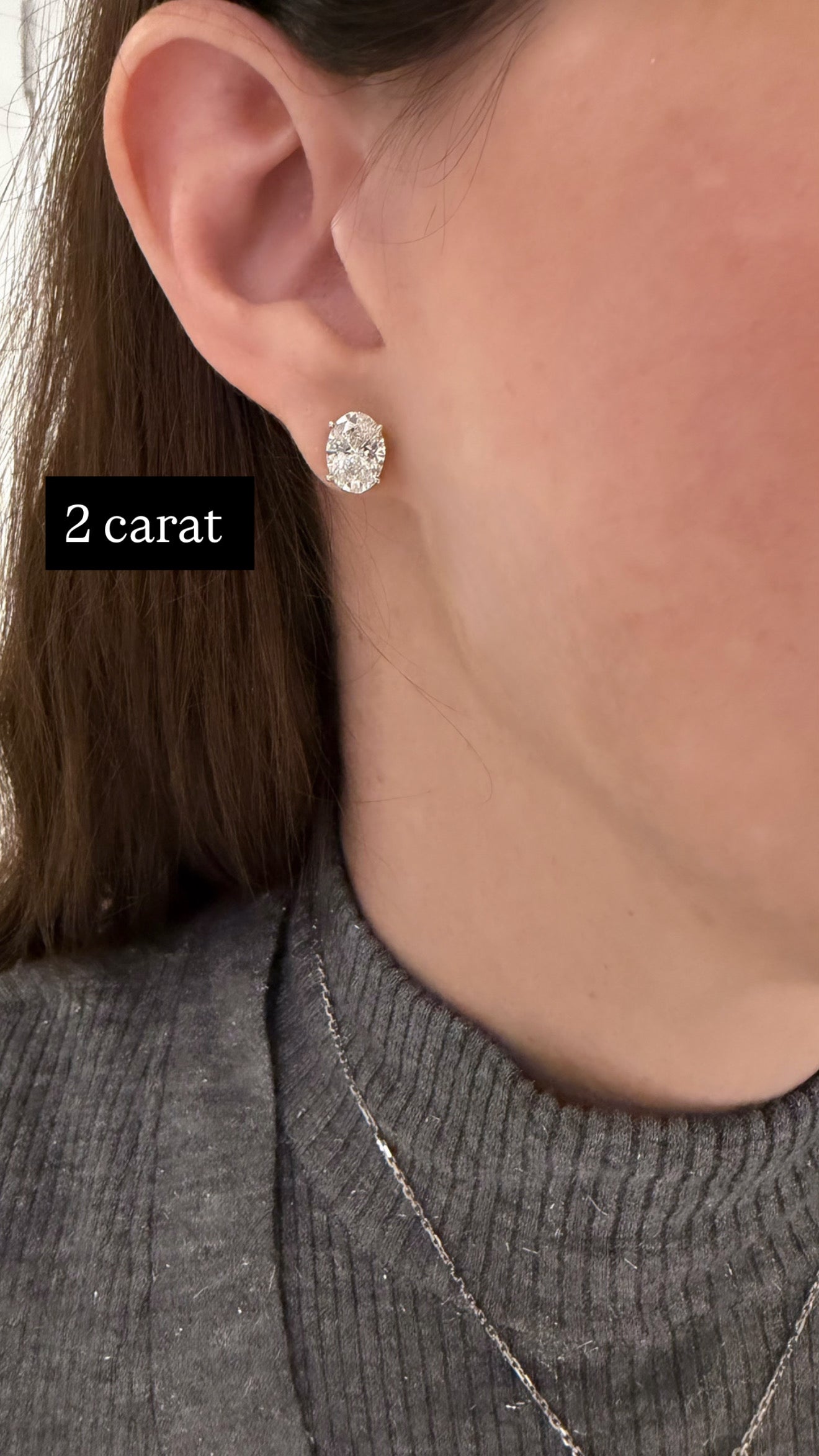 Lab Grown Oval Shape Diamond Stud Earrings