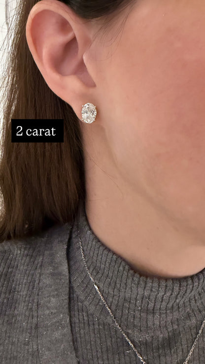 Lab Grown Oval Shape Diamond Stud Earrings