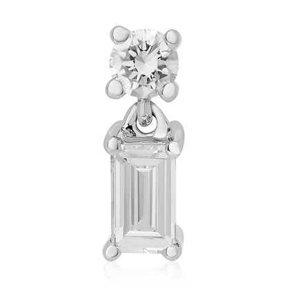 Round and Baguette Diamond Flat Back Earring