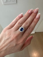 Load image into Gallery viewer, Emerald Cut Sapphire and Diamond Ring