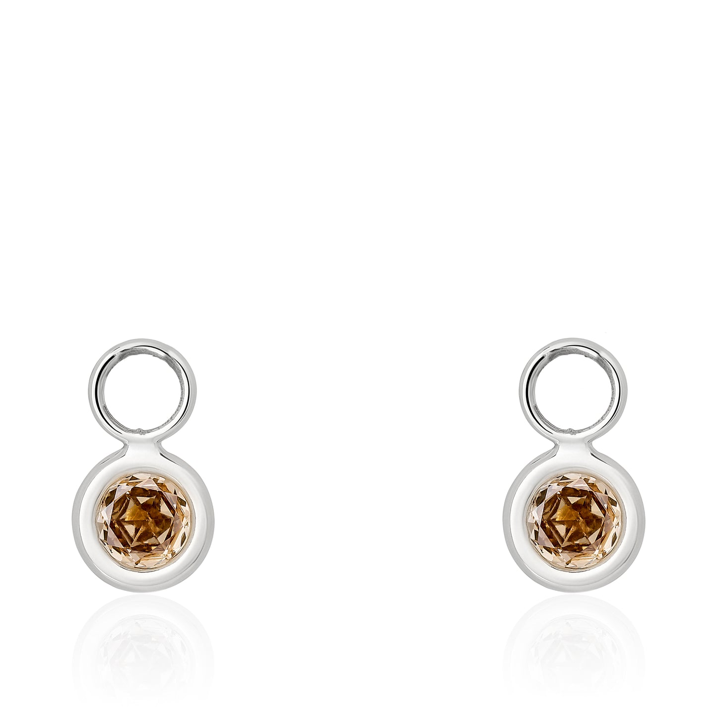 Champagne Rose Cut Diamond Circle Charms