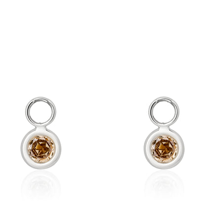 Champagne Rose Cut Diamond Circle Charms