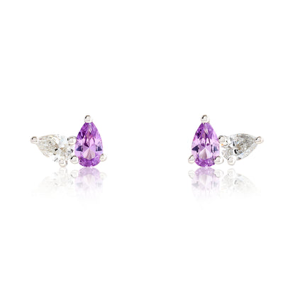 Toi Et Moi Diamond and Alexandrite Birthstone Stud Earrings