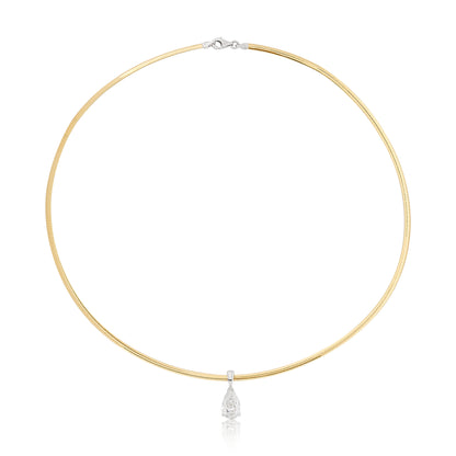 Three Carat Pear Shape Diamond Pendant on Omega Chain