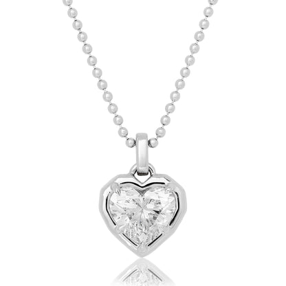 Lab Diamond Heart Button Back Pendant