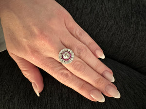 Deco Diamond and Ruby Ring