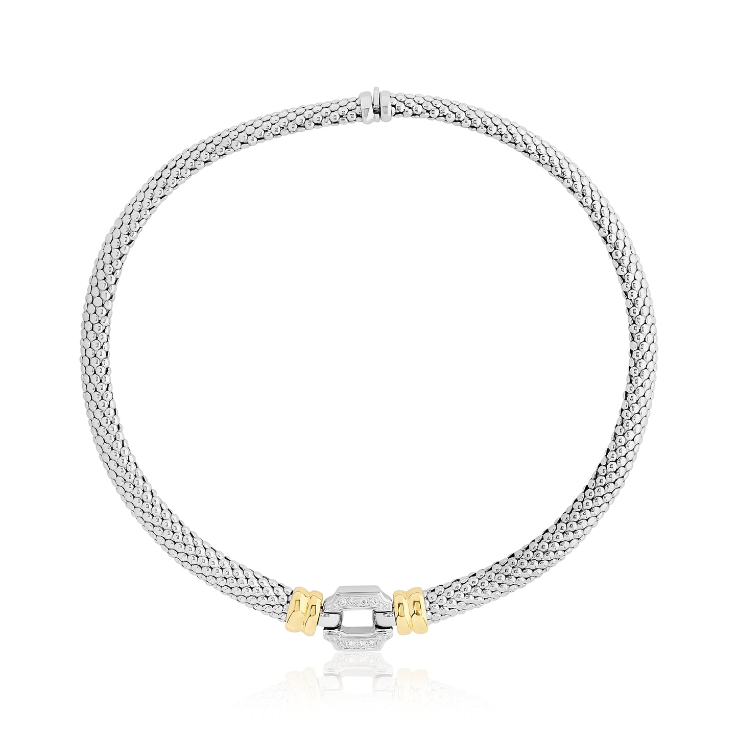 Estate Two Tone Woven Link Diamond Necklace