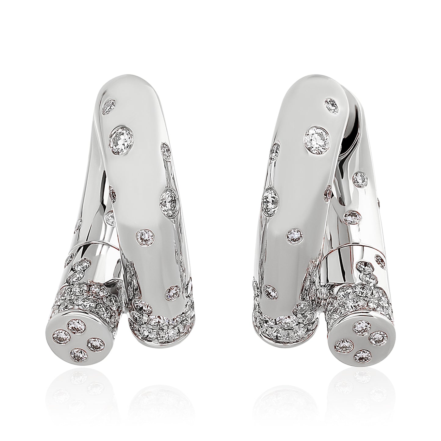 Twist Sprinkled Diamond Hoop Earrings