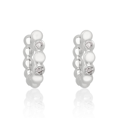 Diamond Gold Ball Bead Hoop Earrings