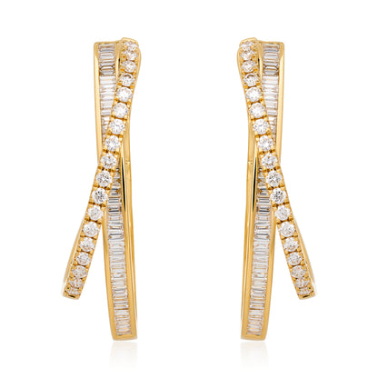 Diamond Criss Cross Hoop Earrings