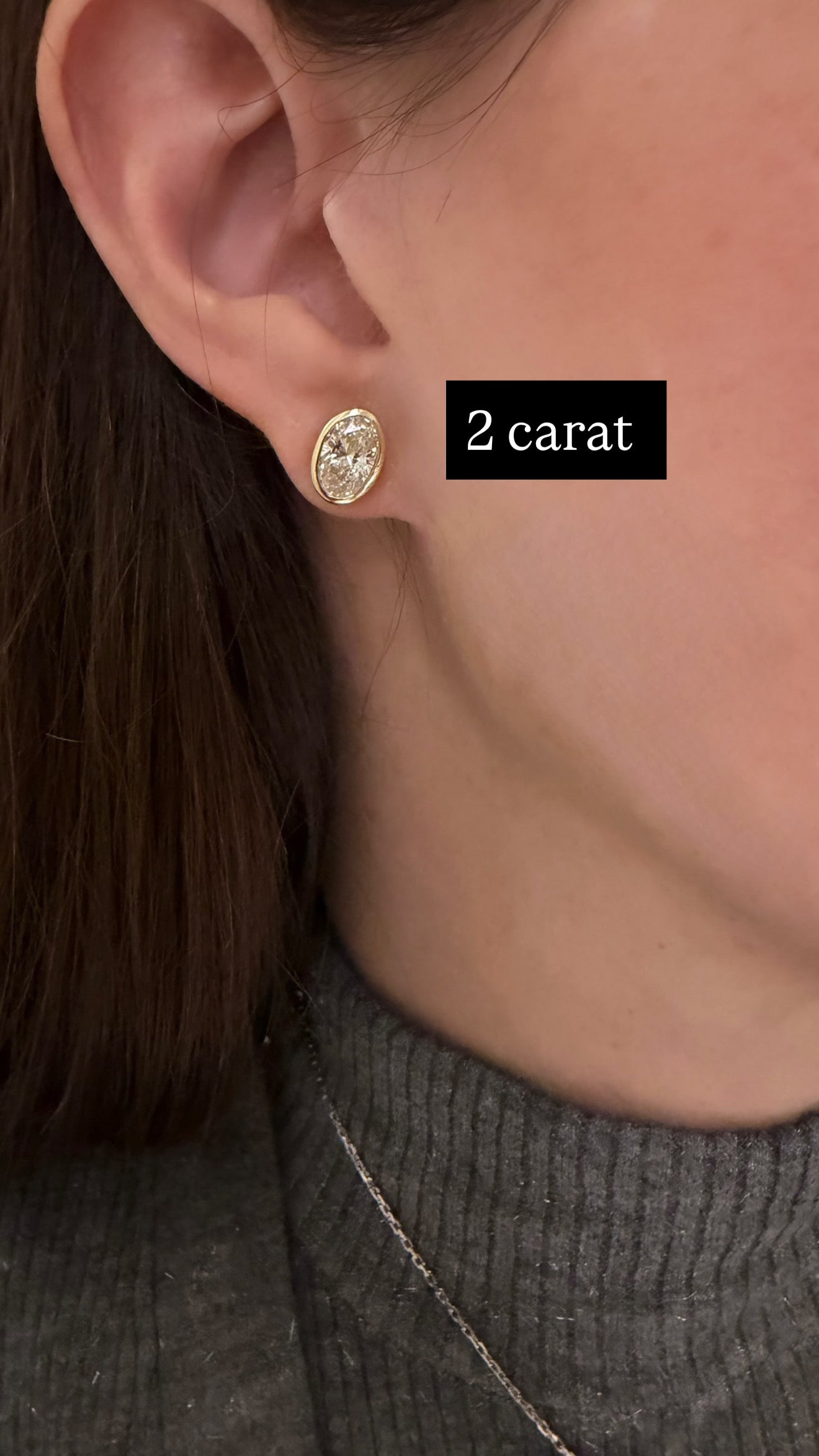 Lab Grown Diamond Oval Bezel Set Stud Earrings