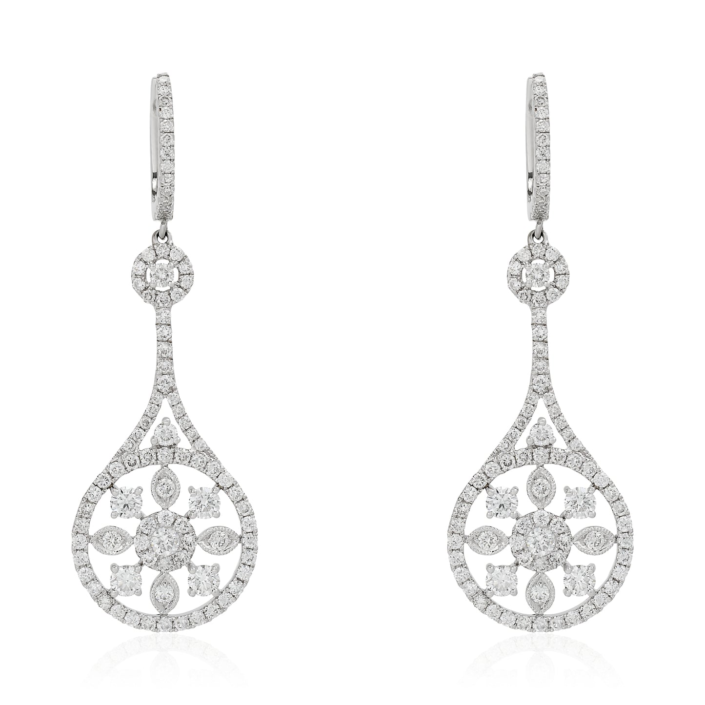 Estate White Gold Dream Catcher Earrings