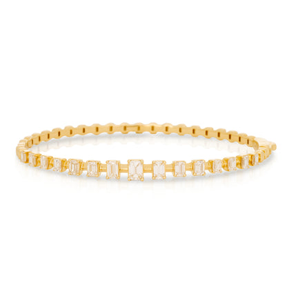 Emerald Cut Diamond Bangle Bracelet