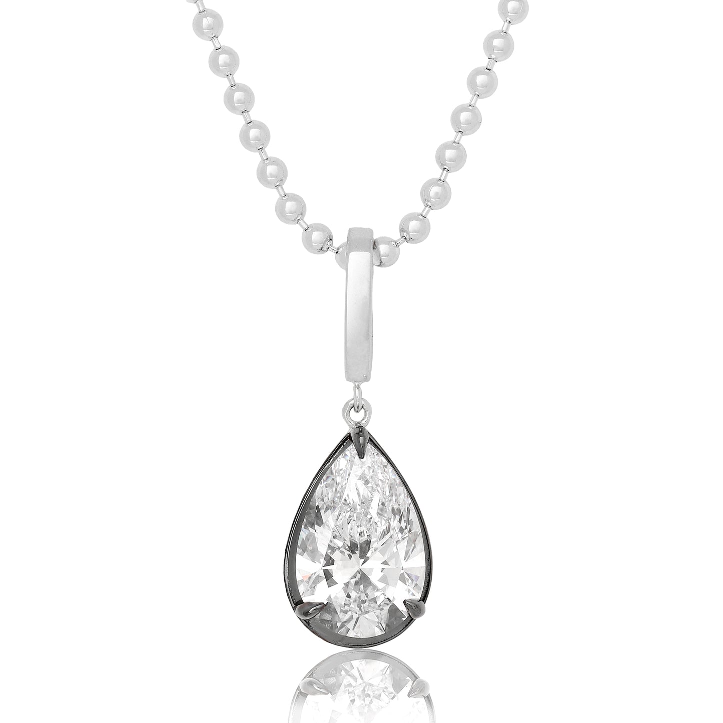 Lab Diamond Pear Shape Button Back Pendant
