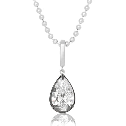 Lab Diamond Pear Shape Button Back Pendant
