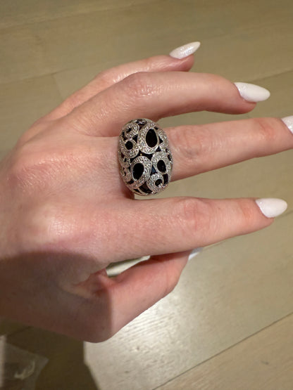 Estate Onyx and Diamond Dome Ring