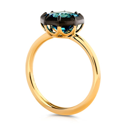 Blue Topaz Ring with Black Rhodium