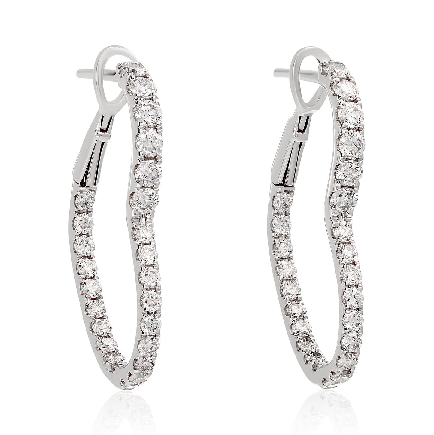 Side Heart Diamond Hoop Earrings