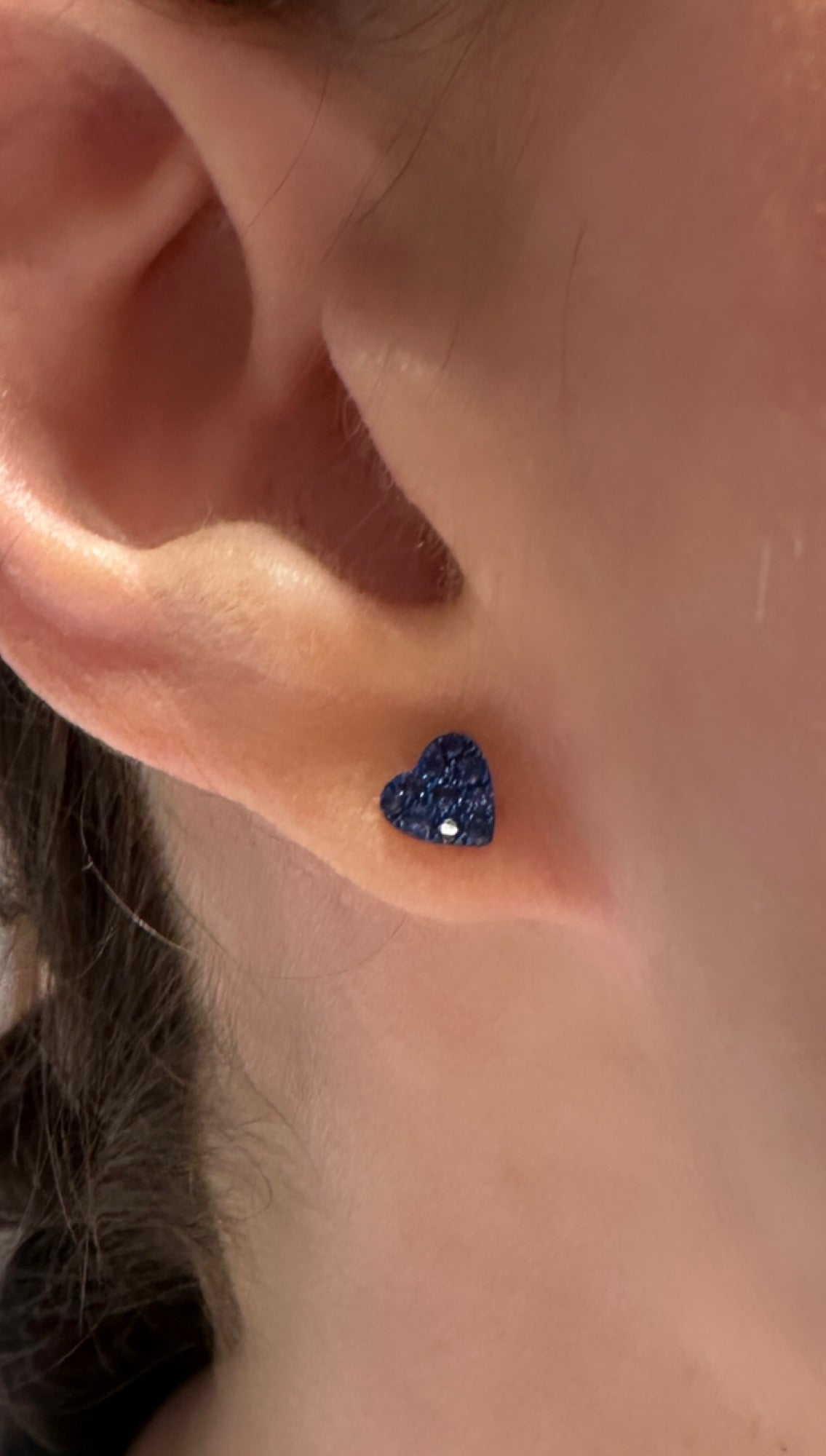 Petite Sapphire Heart Stud Earrings