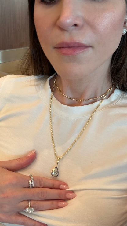 Lab Diamond Pear Shape Button Back Pendant