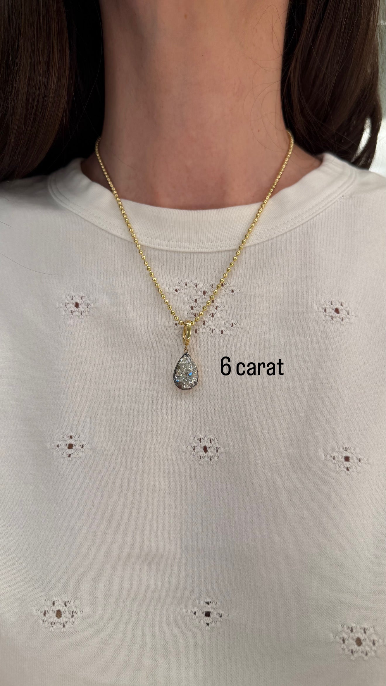 Lab Diamond Pear Shape Button Back Pendant