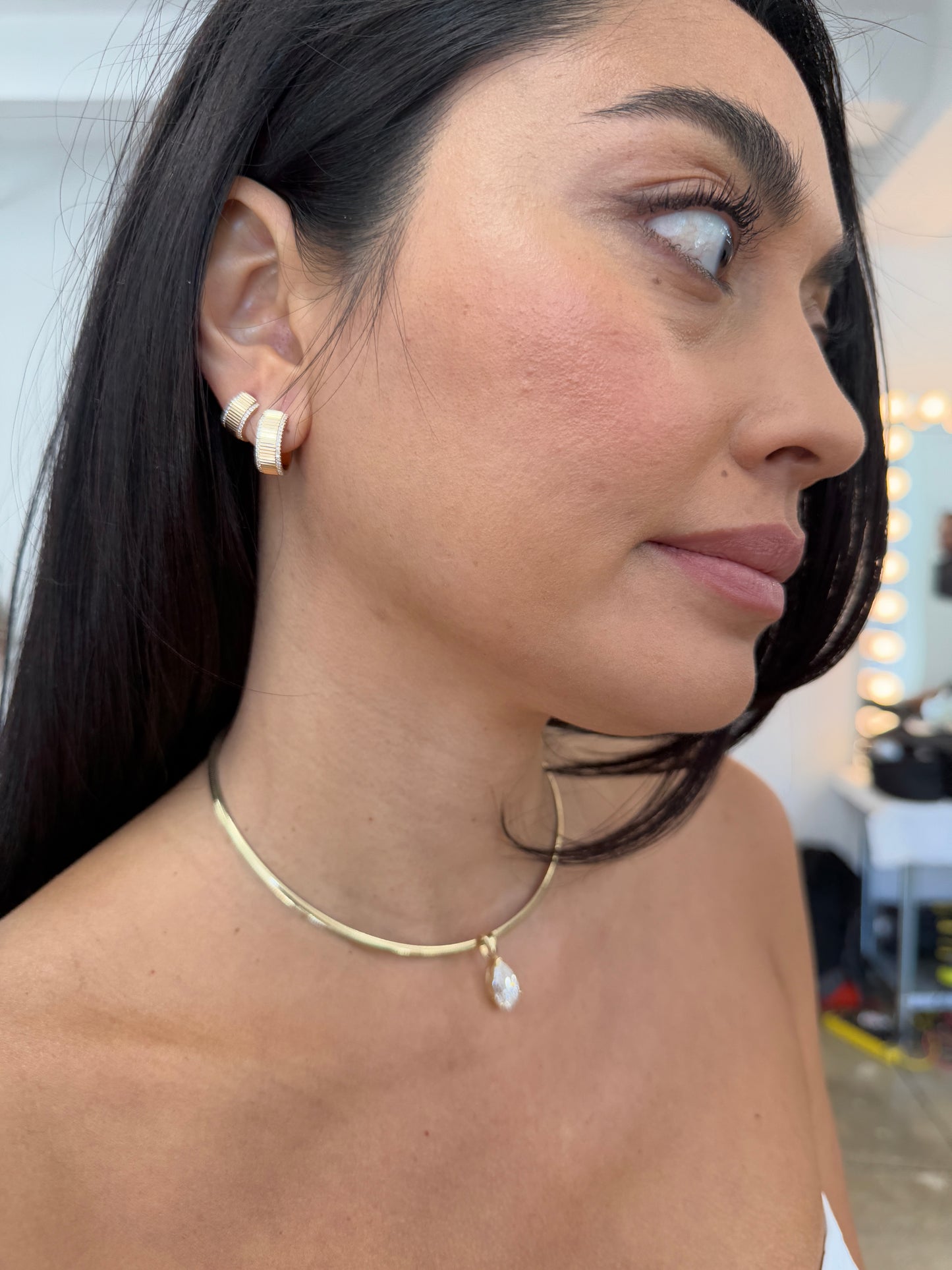 Fluted Style 2 Diamond Hoop Earrings