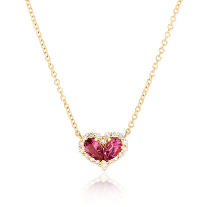 Chubby Pink Tourmaline and Diamond Heart Pendant