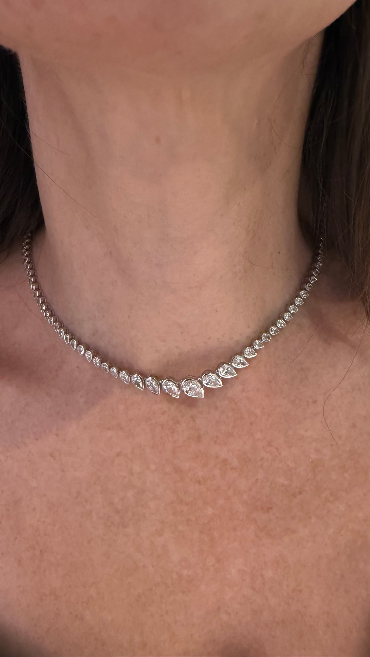 Lab Diamond Graduated Pear Shape Eternity Necklace