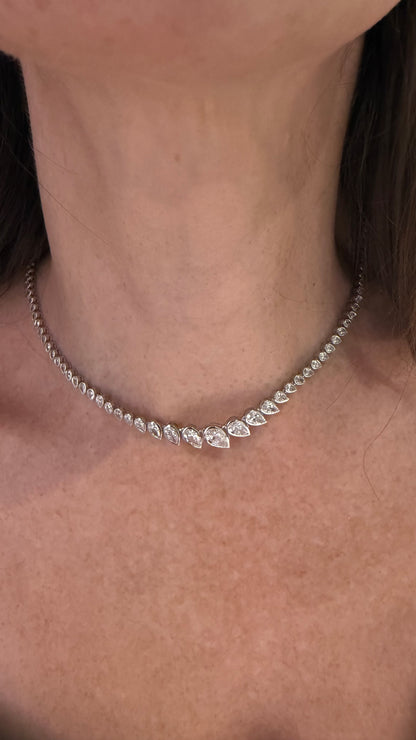 Lab Diamond Graduated Pear Shape Eternity Necklace