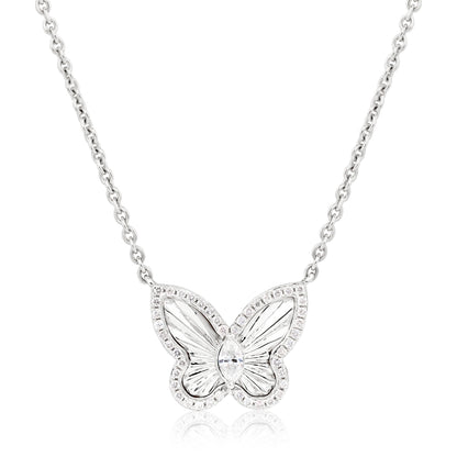 Fluted Gold and Diamond Butterfly Pendant