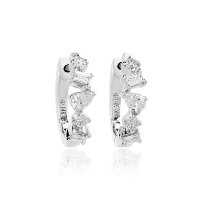 Petite Mixed Cut Diamond Hoop Earrings