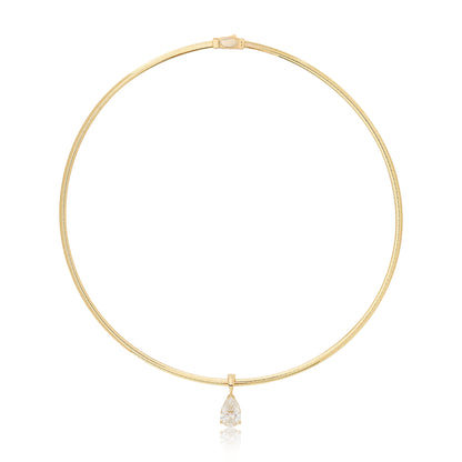 Four Carat Pear Shape Diamond Pendant On Omega Chain