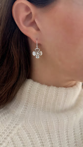 Gray Diamond Slice Flower Earrings