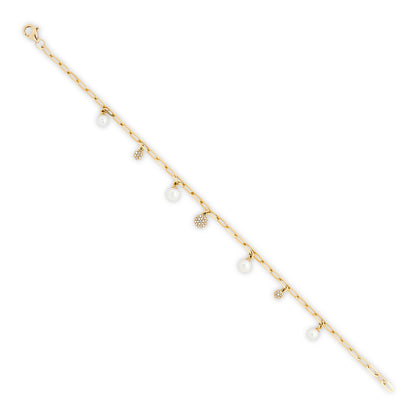 Freshwater Pearl and Diamond Bracelet