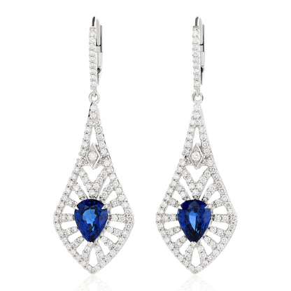 Victorian Sapphire and Diamon Dangle Earrings