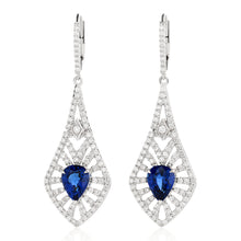 Load image into Gallery viewer, Victorian Sapphire and Diamon Dangle Earrings