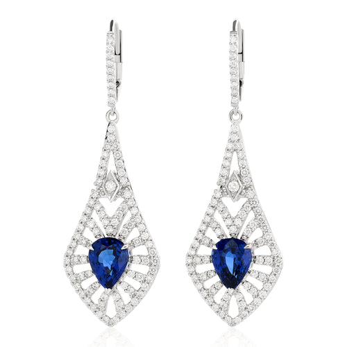Victorian Sapphire and Diamon Dangle Earrings