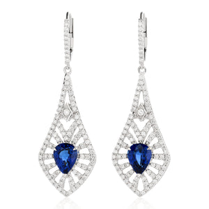 Victorian Sapphire and Diamon Dangle Earrings