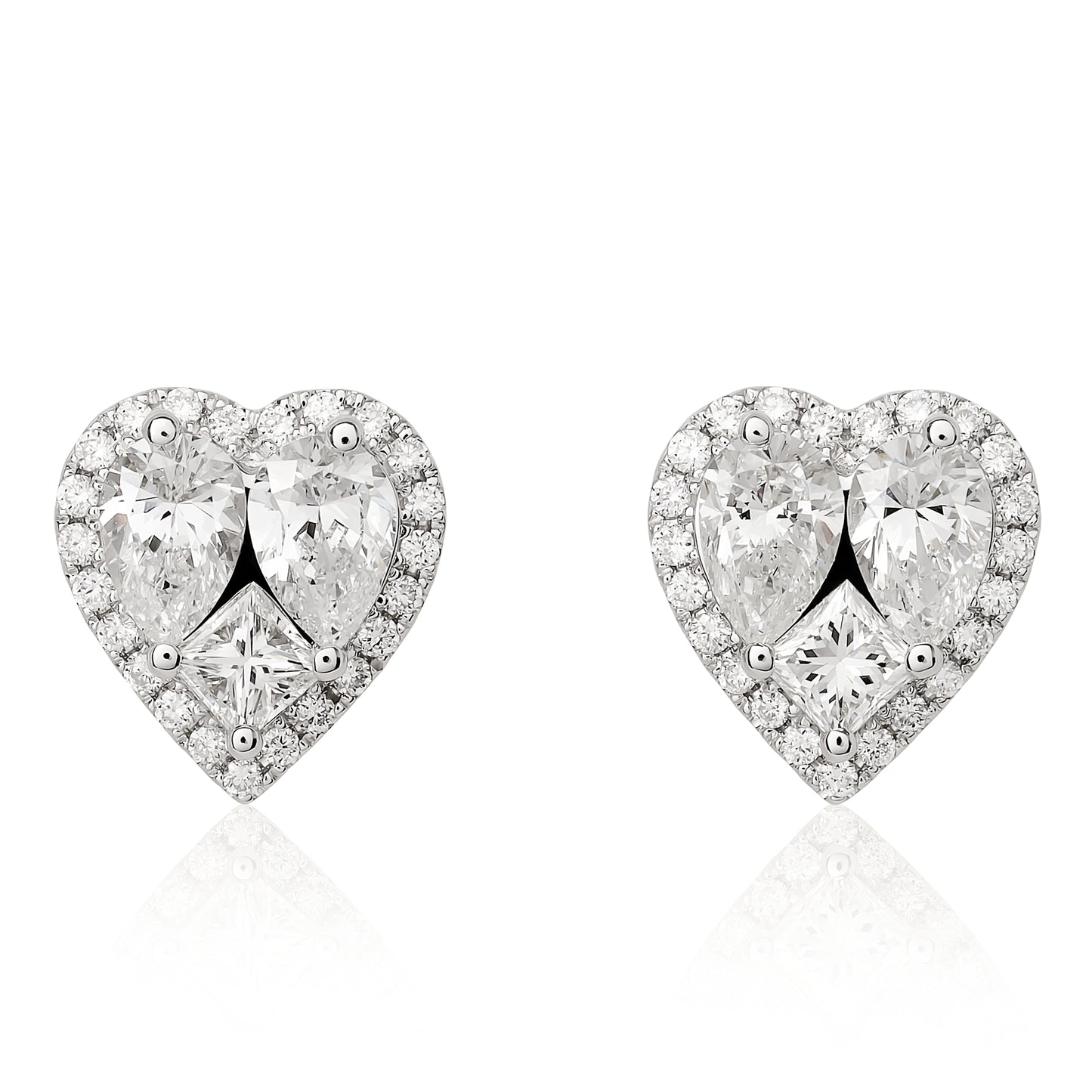 Diamond Illusion Heart Halo Stud Earrings
