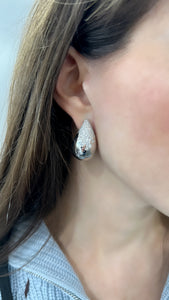 Large Teardrop Puffy Diamond Earrings - Two