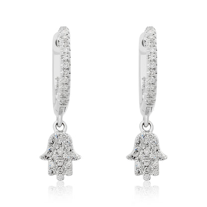 Petite Hamsa Diamond Dangle Earrings