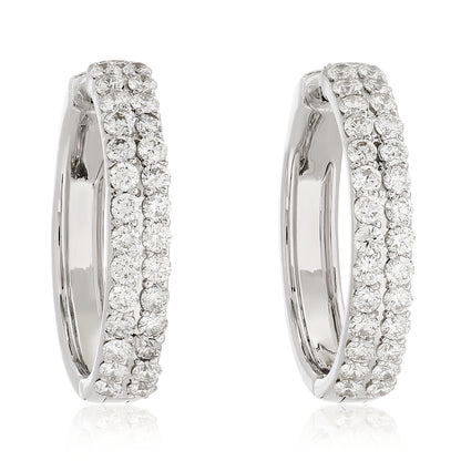 Two Row Diamond Hoop Earrings