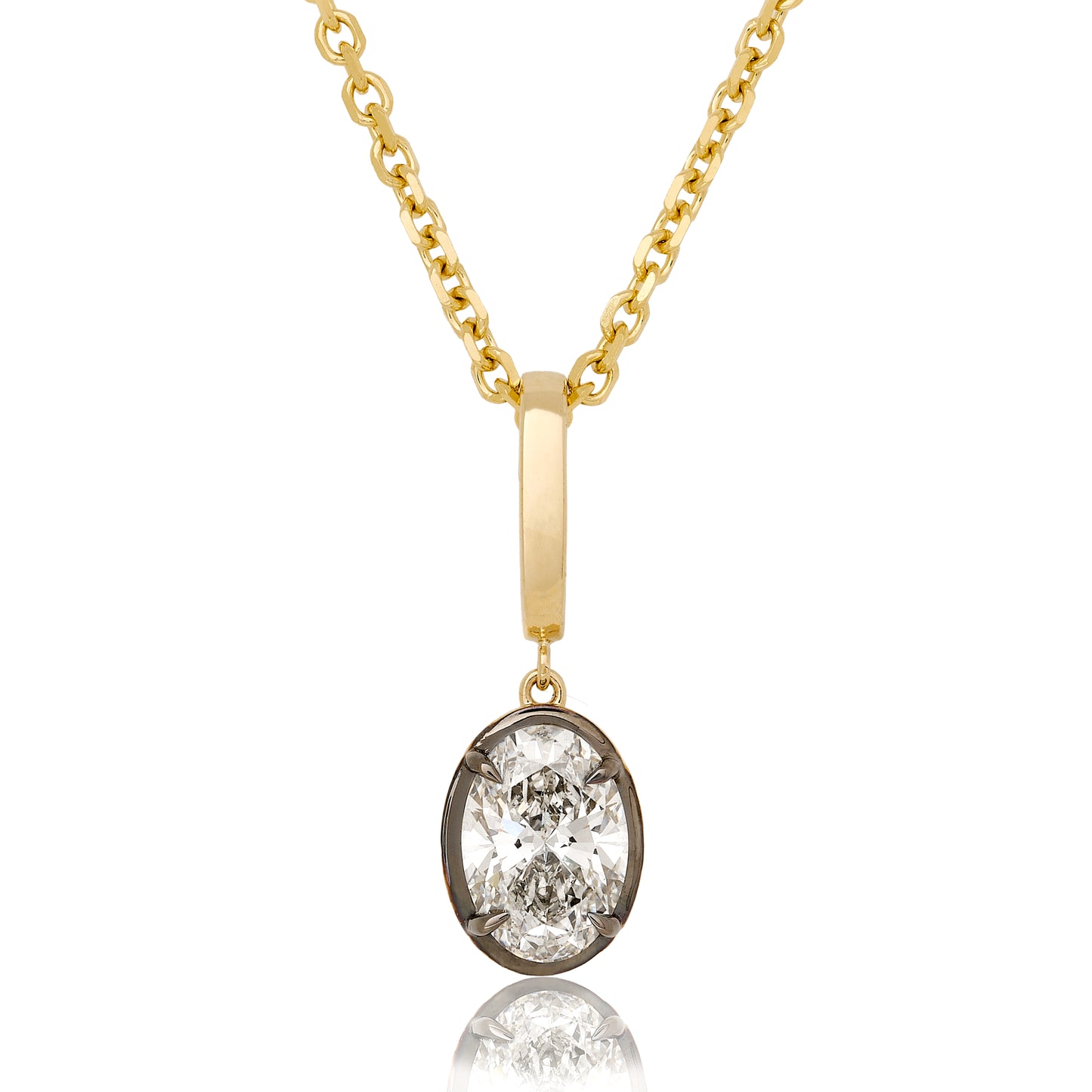 Lab Diamond Oval Button Back Pendant