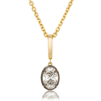 Lab Diamond Oval Button Back Pendant