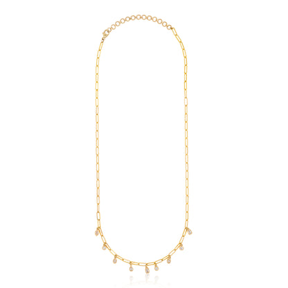 Mixed Cut Diamond Paper Clip Charm Necklace