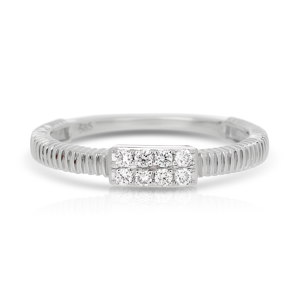 Fluted Gold and Diamond Pinky Ring