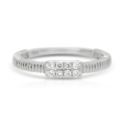 Fluted Gold and Diamond Pinky Ring