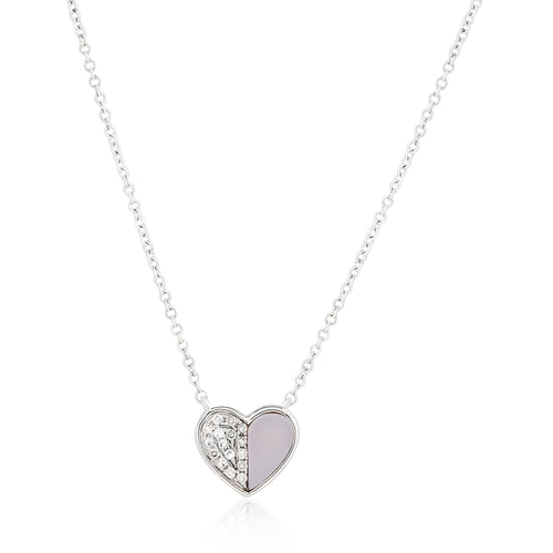 Mother of Pearl and Diamond Heart Pendant